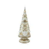 Decoris Polyresin Tree with Gold Design 26cm - White